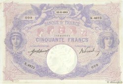50 Francs BLEU ET ROSE FRANCE  1913 F.14.26 VF