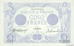 5 Francs BLEU lion inversé FRANCE  1917 F.02bis.04 UNC-