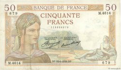 50 Francs CÉRÈS FRANCIA  1936 F.17.27 BC+