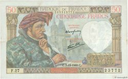 50 Francs JACQUES CŒUR FRANCE  1940 F.19.04 VF