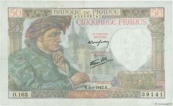 50 Francs JACQUES CŒUR FRANKREICH  1942 F.19.18 SS