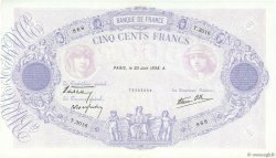 500 Francs BLEU ET ROSE modifié FRANKREICH  1938 F.31.17 VZ