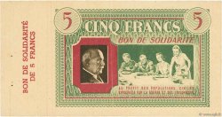 5 Francs BON DE SOLIDARITÉ FRANCE Regionalismus und verschiedenen  1941 - fST