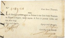 100 Livres Tournois FRANCIA  1720 Dor.27 q.SPL