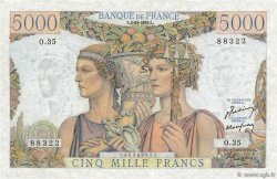 5000 Francs TERRE ET MER FRANKREICH  1949 F.48.02 VZ+
