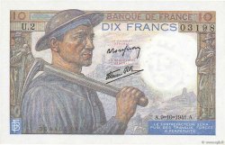 10 Francs MINEUR FRANKREICH  1941 F.08.02 fST