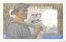 10 Francs MINEUR FRANCE  1942 F.08.03 UNC