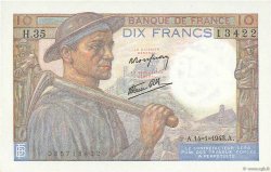 10 Francs MINEUR FRANCIA  1943 F.08.07 FDC