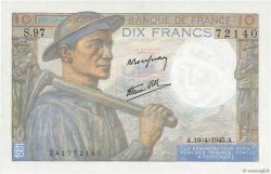 10 Francs MINEUR FRANCIA  1945 F.08.13 FDC