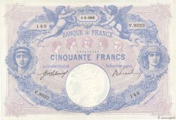 50 Francs BLEU ET ROSE FRANCE  1918 F.14.31 XF