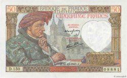 50 Francs JACQUES CŒUR FRANCIA  1941 F.19.17 q.FDC