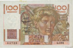 100 Francs JEUNE PAYSAN filigrane inversé FRANKREICH  1954 F.28bis.06 fVZ