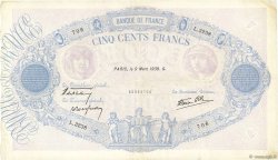 500 Francs BLEU ET ROSE modifié FRANKREICH  1939 F.31.26 SS