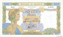 500 Francs LA PAIX FRANCIA  1941 F.32.14 FDC