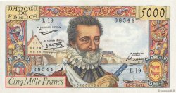 5000 Francs HENRI IV FRANCIA  1957 F.49.02 EBC