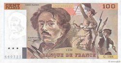 100 Francs DELACROIX imprimé en continu FRANCE  1990 F.69bis.02e1 XF