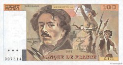 100 Francs DELACROIX imprimé en continu FRANCE  1991 F.69bis.03a2 XF