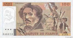 100 Francs DELACROIX imprimé en continu FRANCIA  1991 F.69bis.04b q.FDC