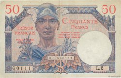 50 Francs TRÉSOR FRANÇAIS FRANKREICH  1947 VF.31.02 SS