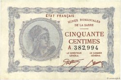 50 Centimes MINES DOMANIALES DE LA SARRE FRANCE  1920 VF.50.01 XF-