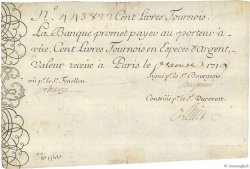 100 Livres Tournois gravé FRANKREICH  1719 Dor.07 SS