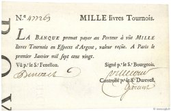 1000 Livres Tournois typographié FRANCIA  1720 Dor.29 AU