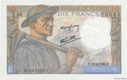 10 Francs MINEUR FRANCE  1945 F.08.13 UNC