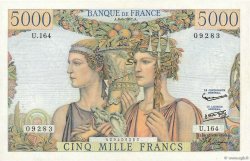 5000 Francs TERRE ET MER FRANKREICH  1957 F.48.15 fVZ