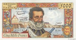 5000 Francs HENRI IV FRANCE  1957 F.49.03 SUP+