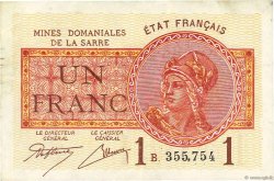 1 Franc MINES DOMANIALES DE LA SARRE FRANCE  1920 VF.51.02 VF+