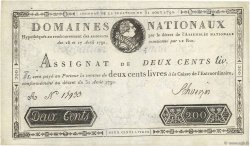 200 Livres FRANCE  1792 Ass.33a XF-