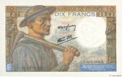 10 Francs MINEUR FRANCIA  1944 F.08.12 FDC