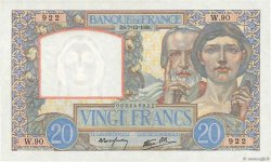 20 Francs TRAVAIL ET SCIENCE FRANCIA  1939 F.12.01 FDC