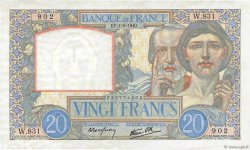 20 Francs TRAVAIL ET SCIENCE FRANCE  1940 F.12.05 XF