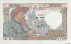50 Francs JACQUES CŒUR FRANKREICH  1942 F.19.18 ST