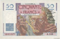 50 Francs LE VERRIER FRANCE  1951 F.20.17 XF+