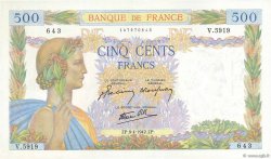 500 Francs LA PAIX FRANCIA  1942 F.32.34 FDC