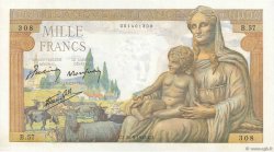1000 Francs DÉESSE DÉMÉTER FRANCIA  1942 F.40.01 FDC