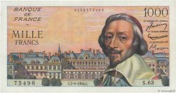 1000 Francs RICHELIEU FRANKREICH  1954 F.42.07 ST