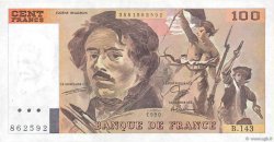 100 Francs DELACROIX imprimé en continu FRANCIA  1990 F.69bis.01bB AU