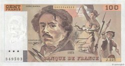 100 Francs DELACROIX imprimé en continu FRANCE  1993 F.69bis.08 SUP