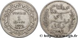 TUNISIE - PROTECTORAT FRANÇAIS 1 Franc au nom du Bey Mohamed En-Naceur an 1329 1911 Paris - A