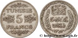 TUNISIA - French protectorate 5 Francs AH 1353 1934 Paris