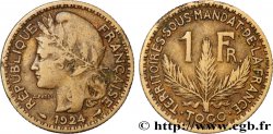 TOGO - TERRITOIRES SOUS MANDAT FRANÇAIS 1 Franc 1924 Paris