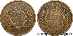 TUNISIE - PROTECTORAT FRANÇAIS Bon pour 2 Francs sans le nom du Bey AH1360 1941 Paris