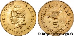 NOUVELLES HÉBRIDES (VANUATU depuis 1980) 5 Francs Marianne / oiseau 1970 Paris