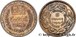 TUNISIE - PROTECTORAT FRANÇAIS Essai 5 Francs argent au nom de Ahmed Bey AH 1358 1939 Paris