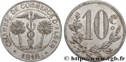 ALGÉRIE 10 Centimes Chambre de Commerce d’Alger caducéee netre deux palmiers 1916 