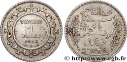 TUNISIE - PROTECTORAT FRANÇAIS 1 Franc au nom du Bey Mohamed En-Naceur an 1334 1916 Paris - A