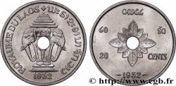 LAOS 20 Cents Royaume du Laos, éléphants 1952 Paris